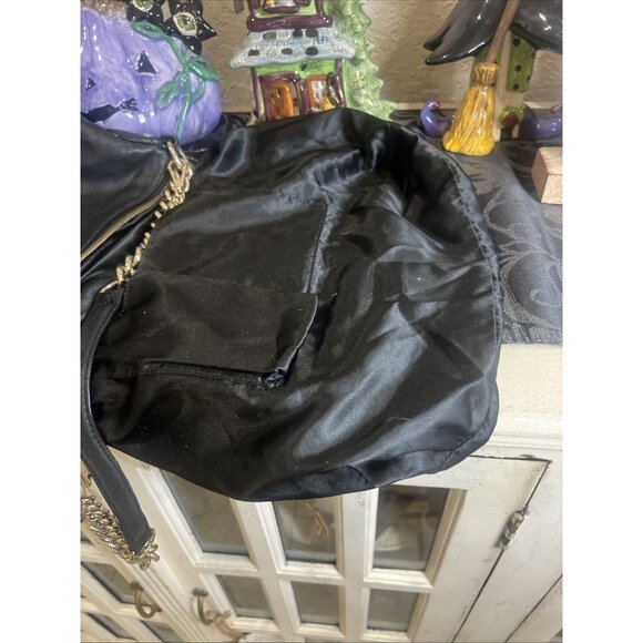 Vintage DKNY Black Leather Hobo Bag Soft Gold Handbag Y2K Purse Shoulder Bag - Picture 15 of 16